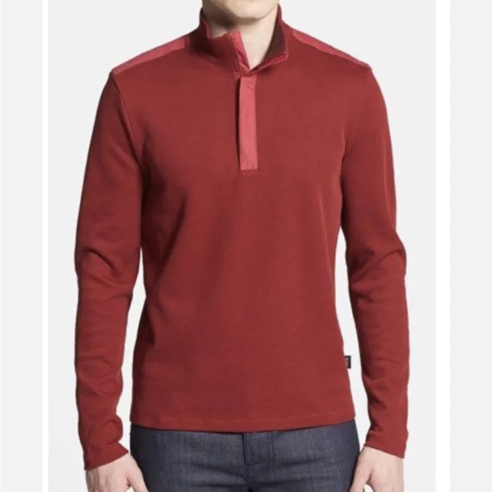 Hugo Boss Men's B-Sidney 1/4 Zip Regular Fit Dark Red Cotton Sweater size Medium
